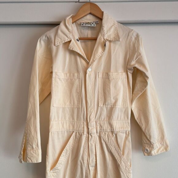 Big Bud Press Everyday Jumpsuit Cotton Twill Light Yellow Long Sleeve Utility XS - Picture 2 of 6